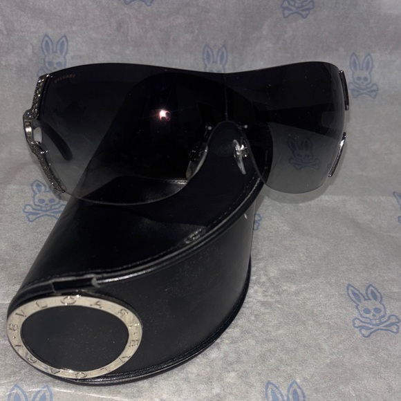 Bulgari Gradient Black Sunglasses with Silver Detail - Picture 7 of 12